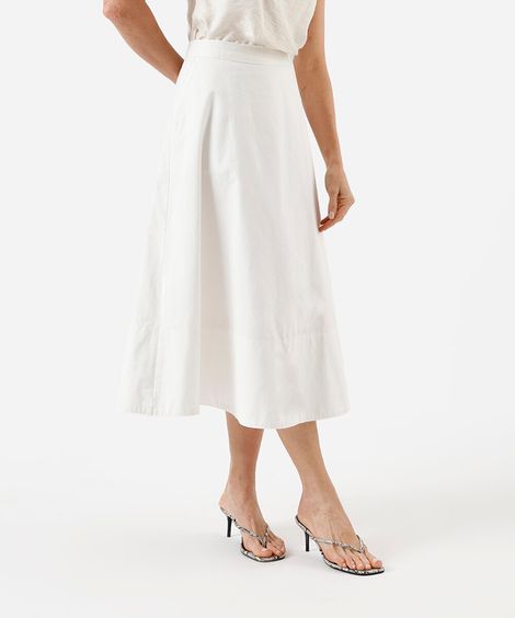 saia midi feminina de sarja cintura alta off white