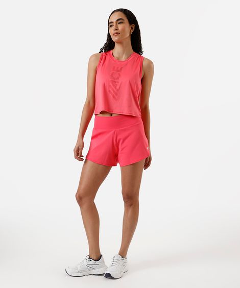 short running feminino esportivo com bolso rosa