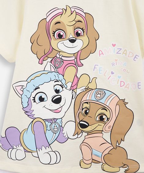 camiseta infantil patrulha e amigos amarela