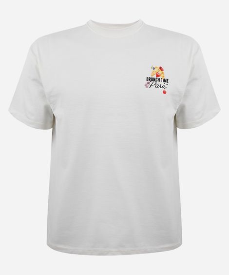 camiseta juvenil de algodão lover croissant off white