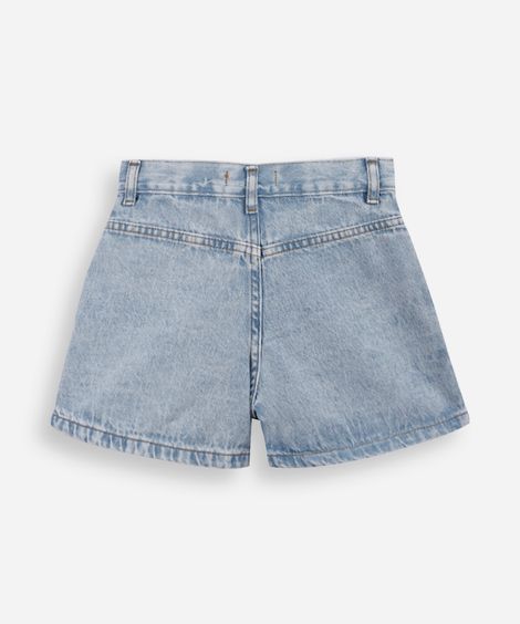 shorts saia jeans infantil fenda lateral azul