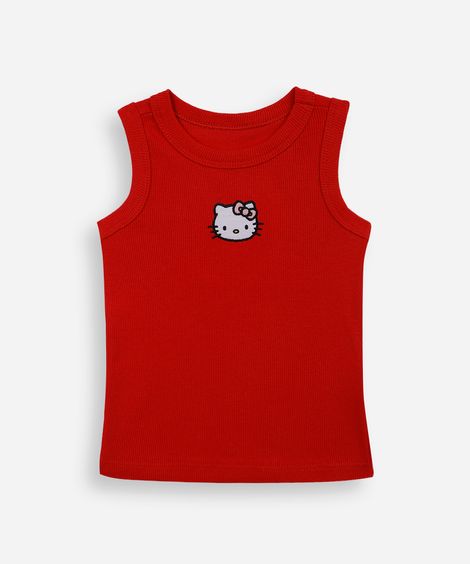 regata infantil bordada hello kitty vermelha