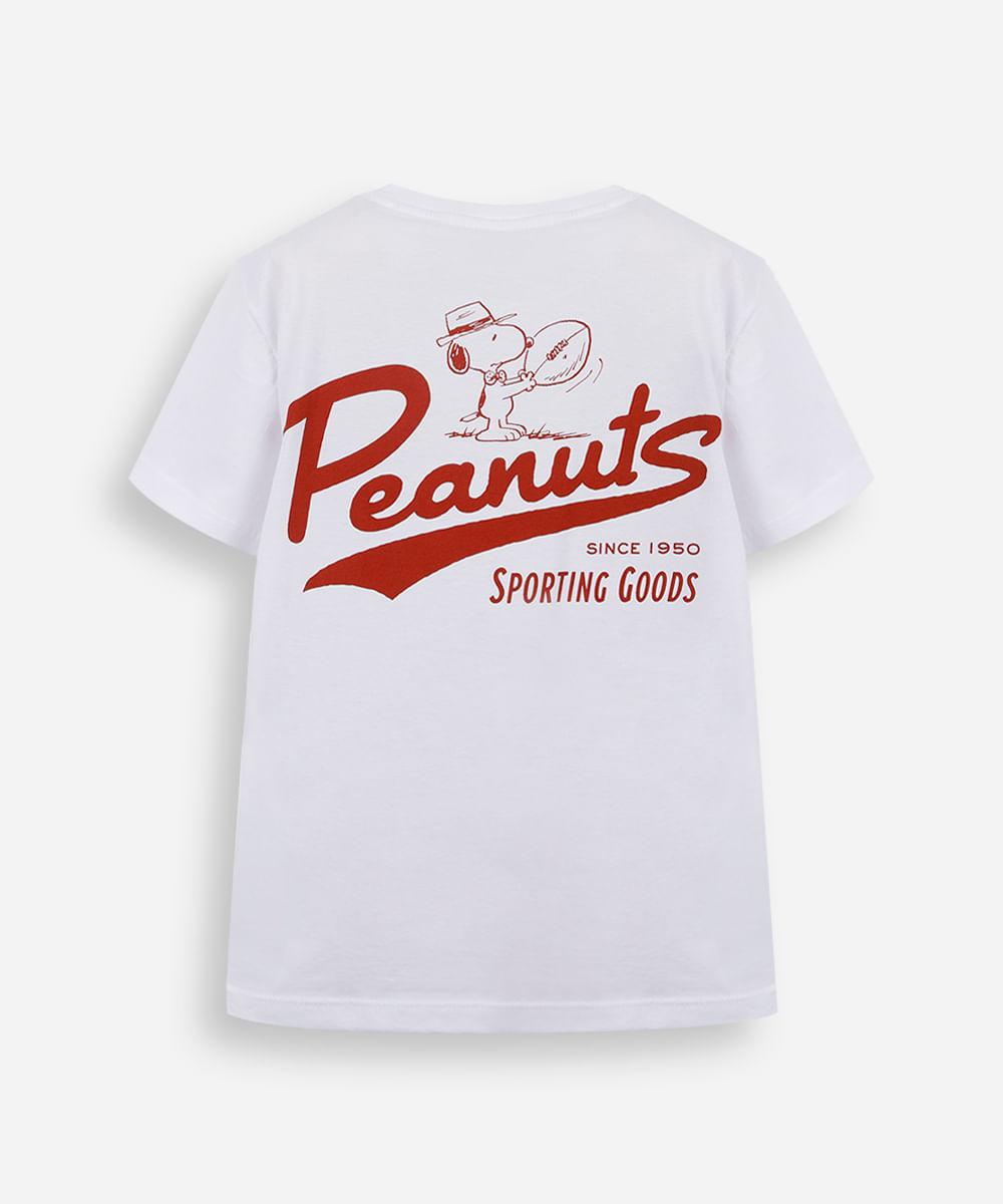 camiseta infantil de algodão snoopy off white