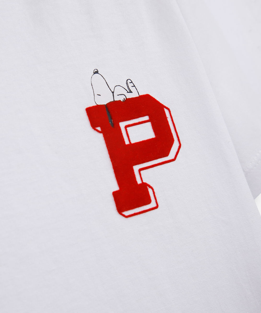camiseta infantil de algodão snoopy off white