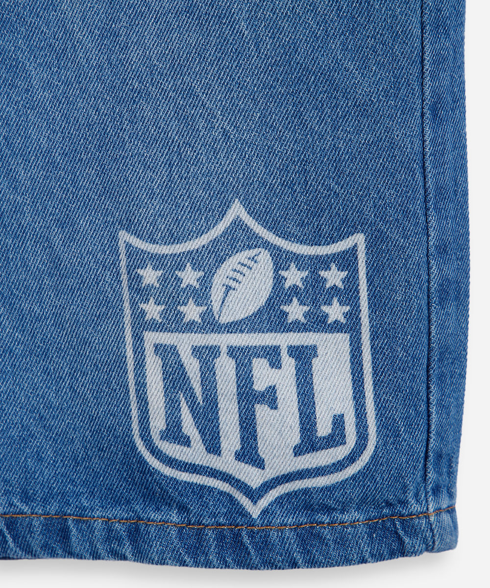 bermuda jeans infantil nfl azul