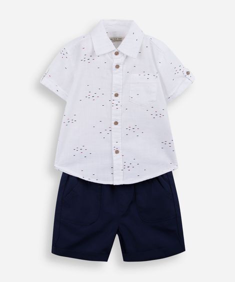conjunto infantil mini peixes azul