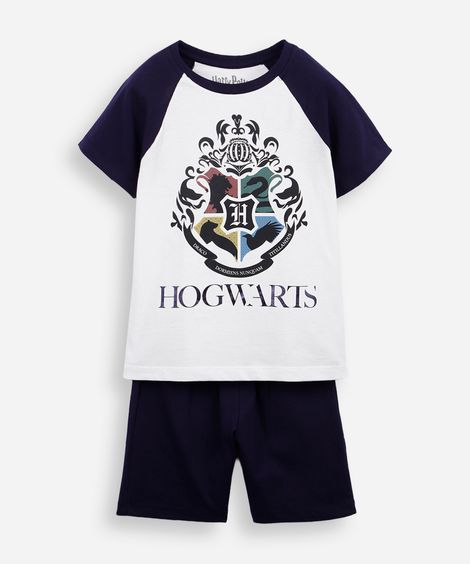 pijama curto infantil de algodão harry potter off white