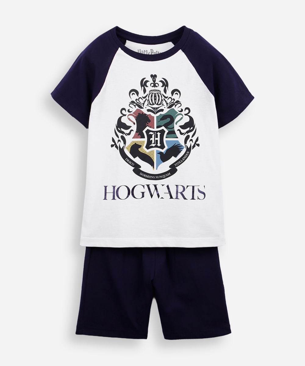 pijama curto infantil de algodão harry potter off white