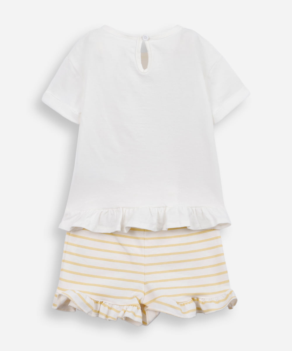 conjunto infantil de algodão estampado amarelo