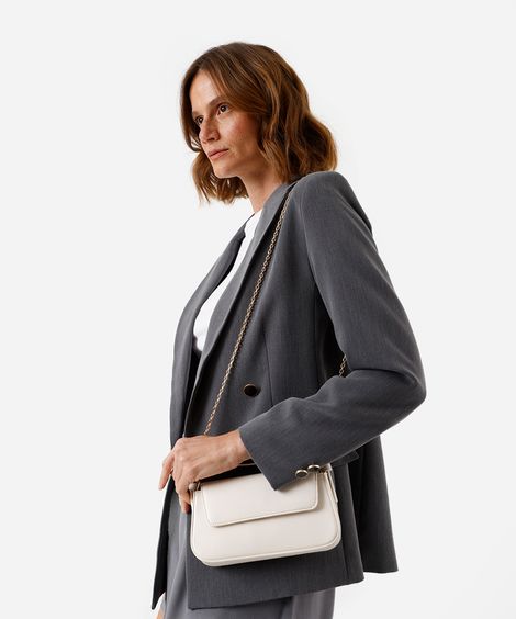 bolsa transversal estruturada com alça de corrente  off white