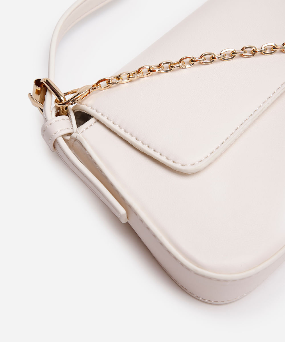 bolsa transversal estruturada com alça de corrente  off white