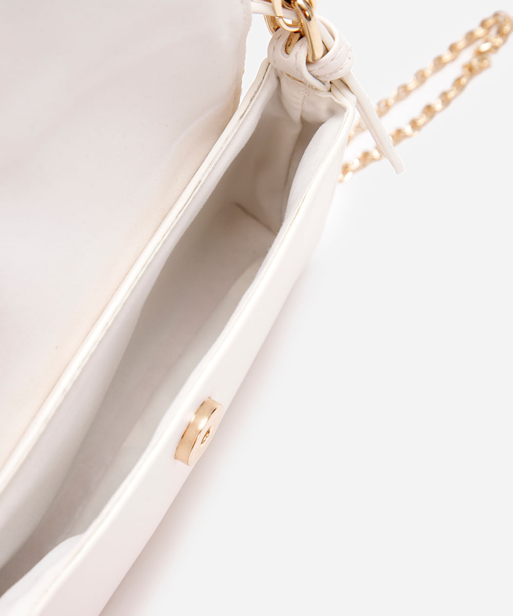 bolsa transversal estruturada com alça de corrente  off white