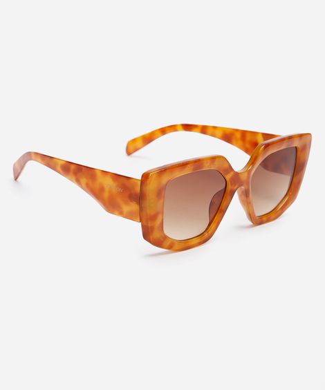 óculo de sol quadrado tartaruga triton laranja