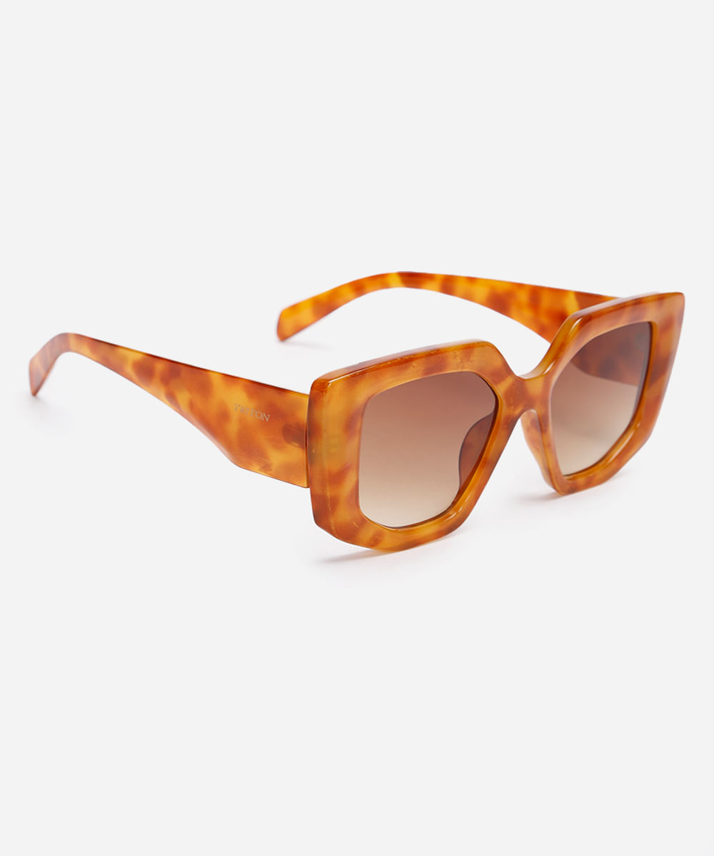 óculo de sol quadrado tartaruga triton laranja
