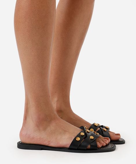 rasteirinha com tachas oneself preta