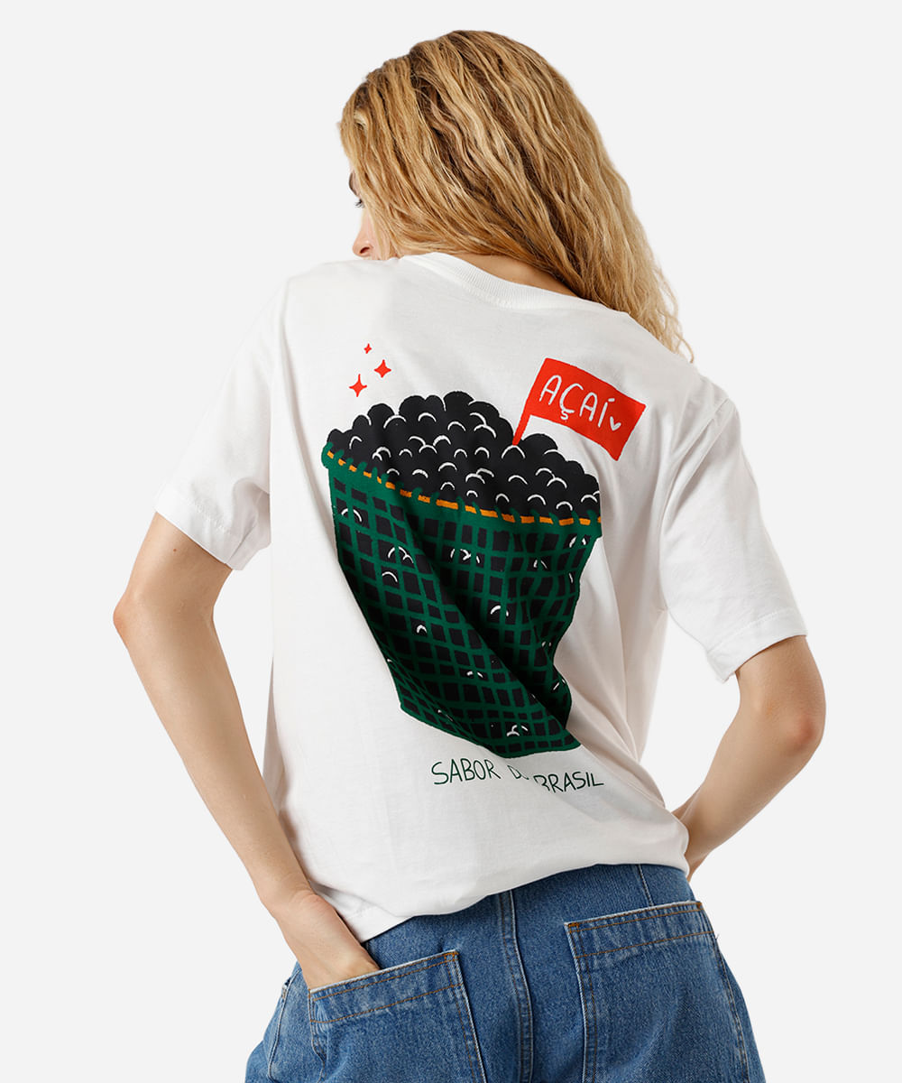 camiseta feminina de algodão açaí spacemartt off white