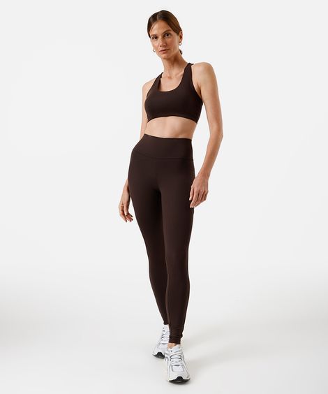 calça legging feminina esportiva com bolso marrom