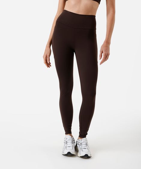 calça legging feminina esportiva com bolso marrom