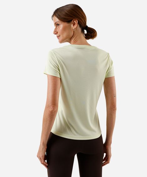 camiseta feminina com listras verde