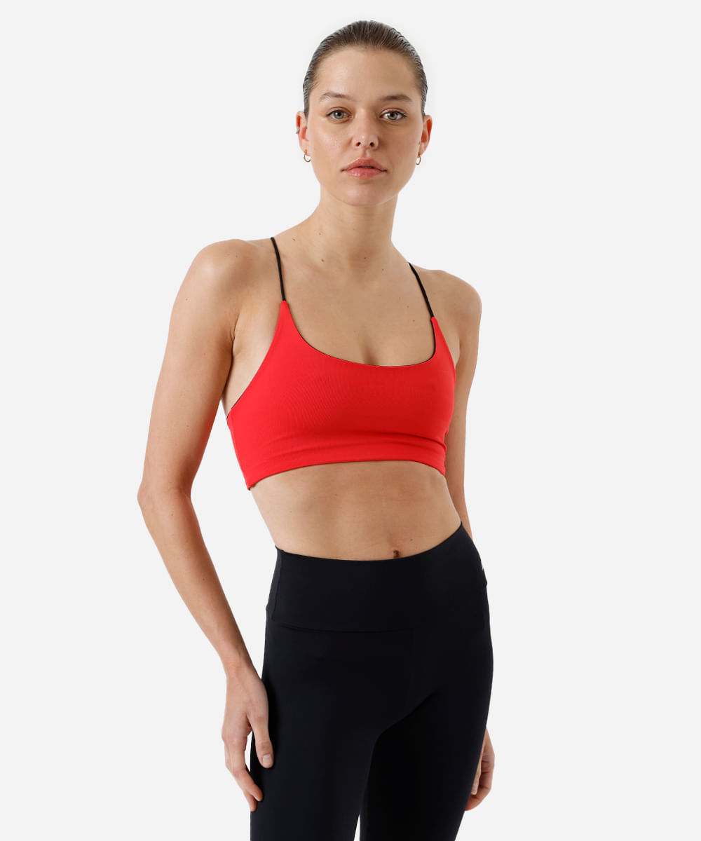 top dupla face feminino esportivo vermelho