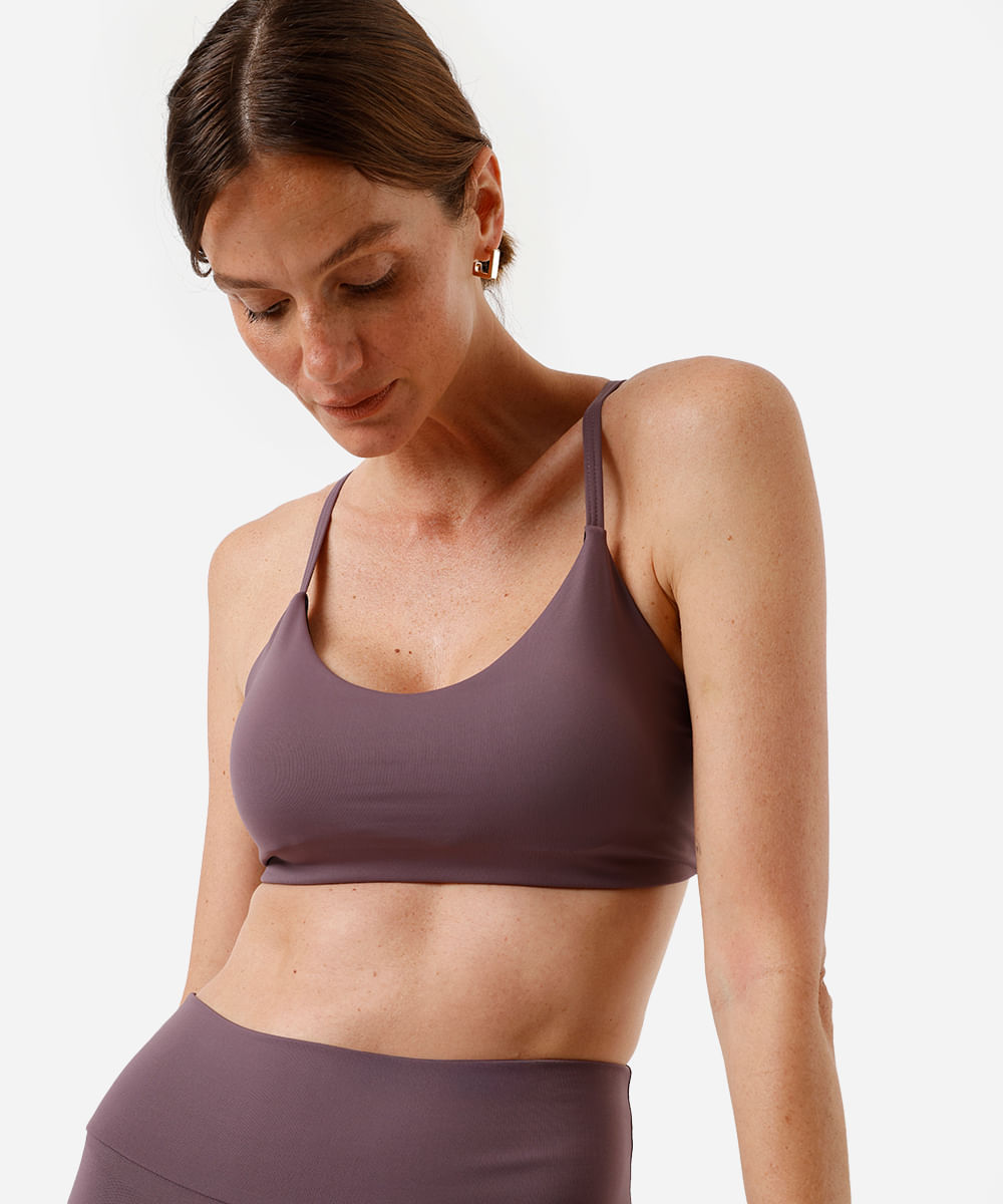 top alça fina feminino de poliamida esportivo roxo