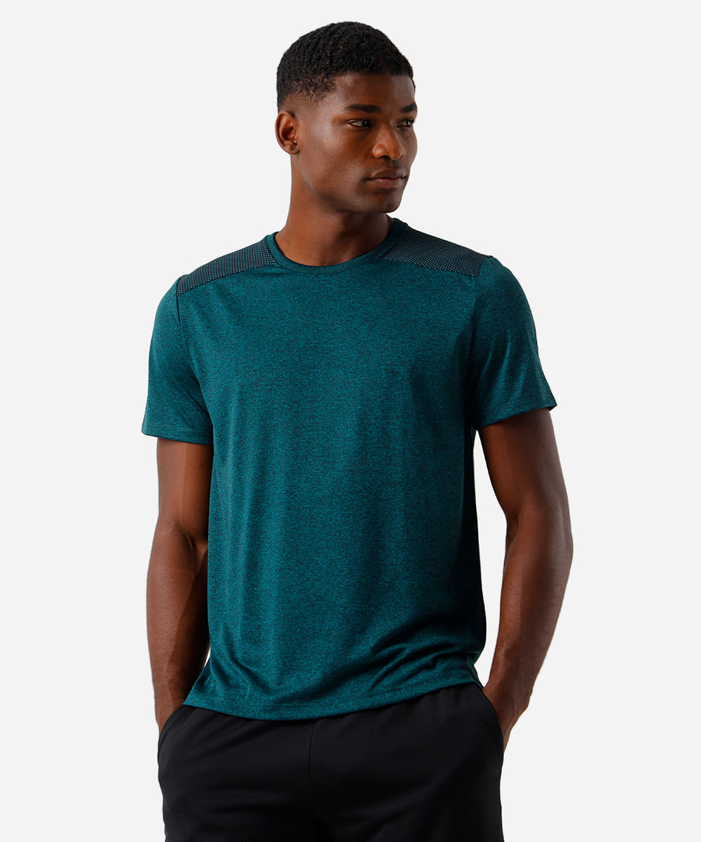 camiseta masculina esportiva com recorte verde