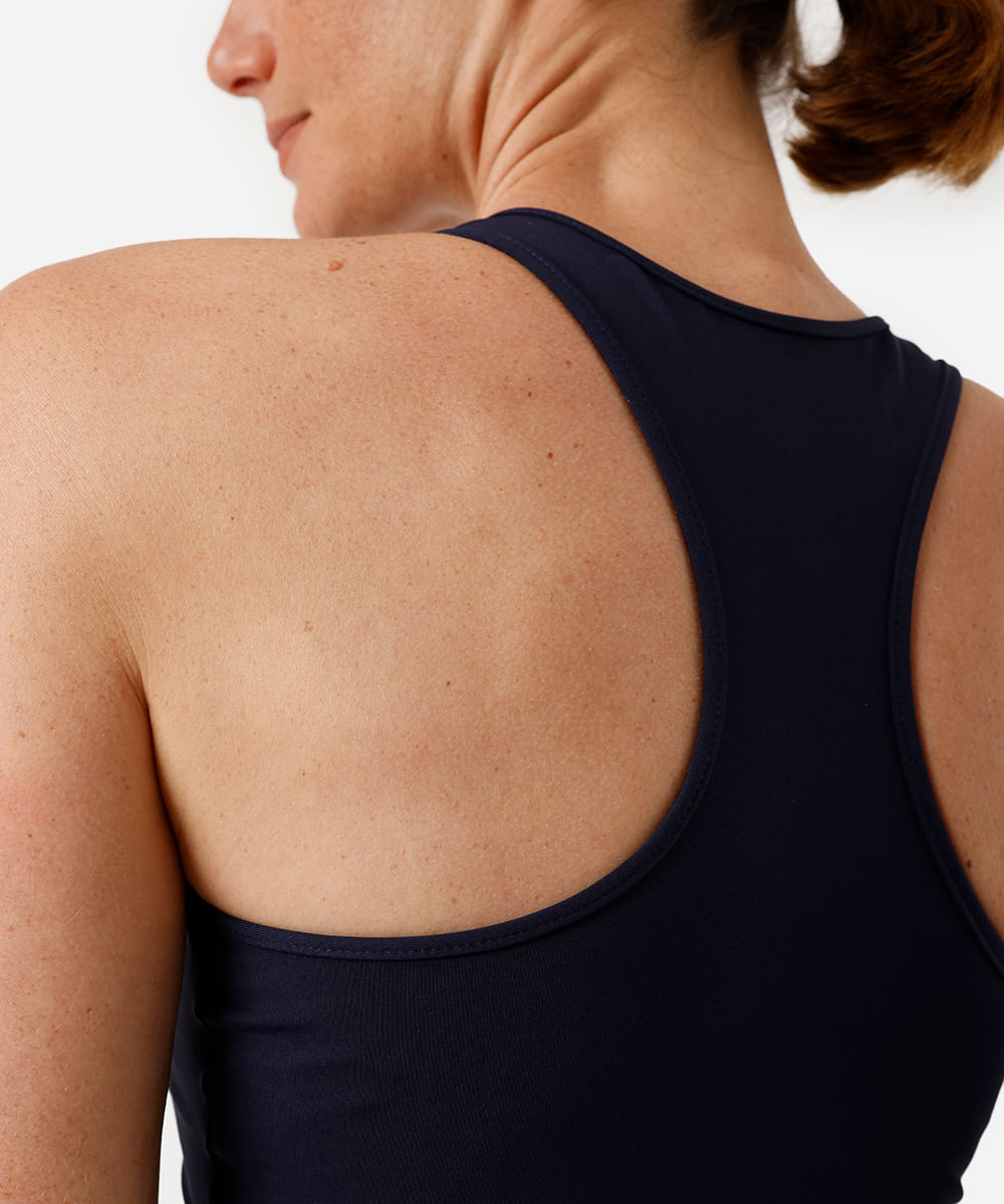 top nadador feminino de poliamida esportivo azul