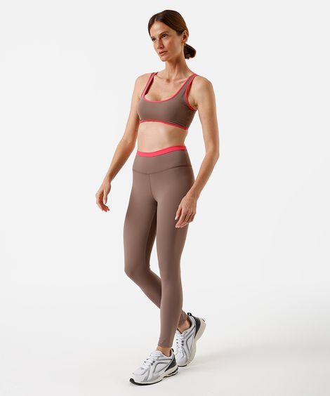 calça legging feminina esportiva bicolor marrom