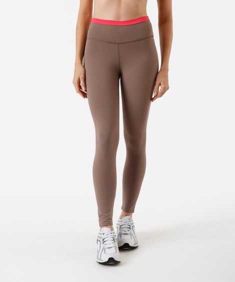 calça legging feminina esportiva bicolor marrom