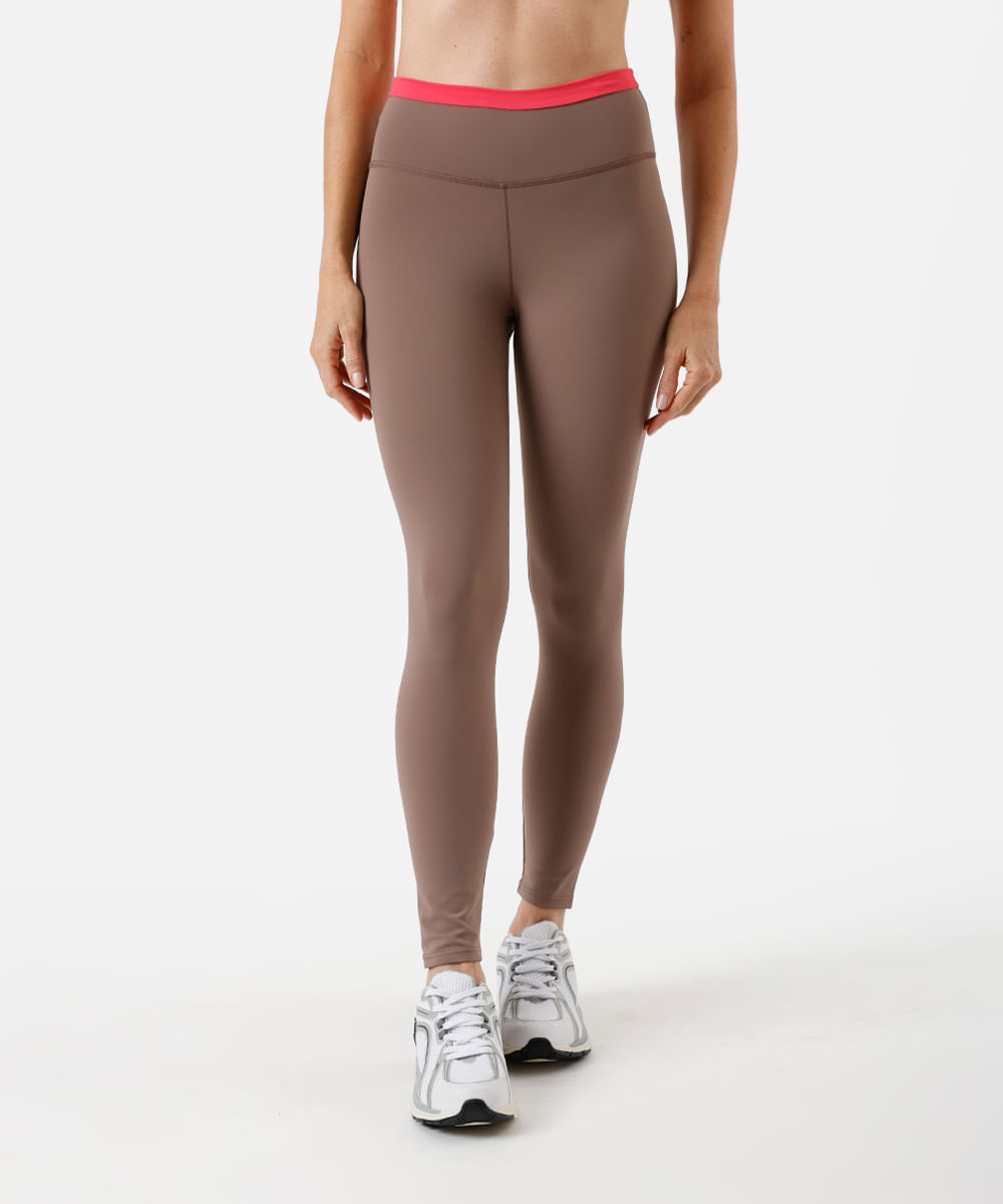 calça legging feminina esportiva ace bicolor marrom