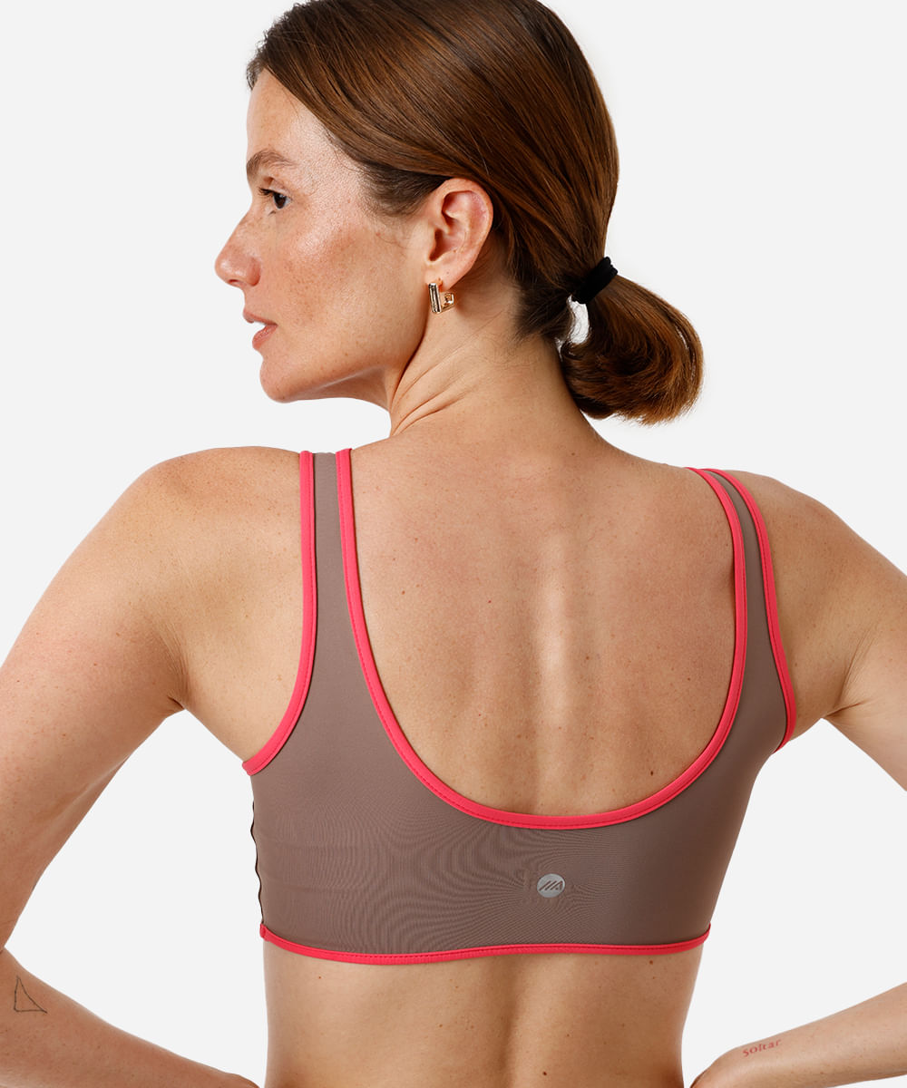 top feminino esportivo ace bicolor marrom