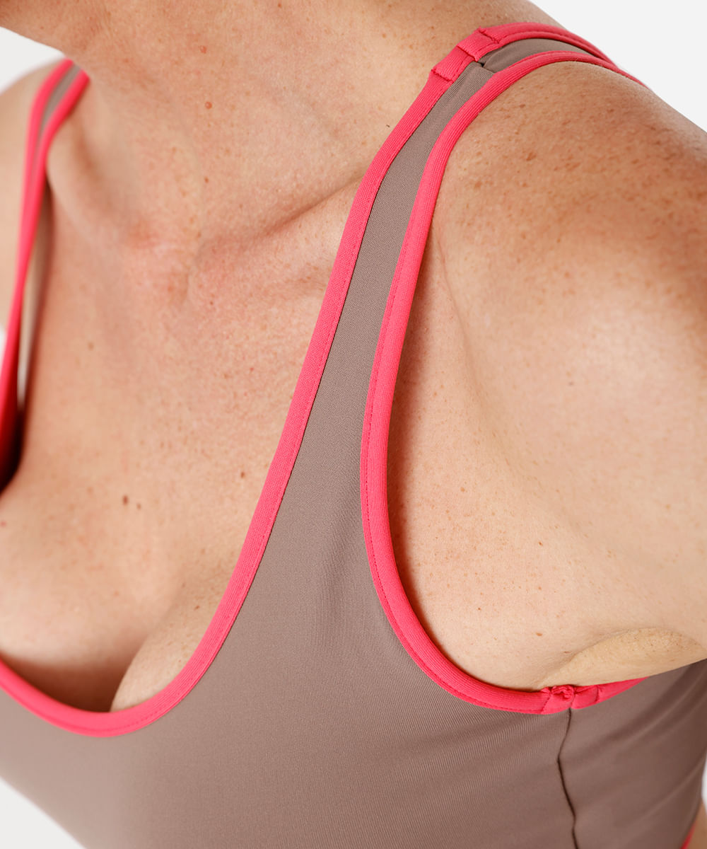 top feminino esportivo ace bicolor marrom