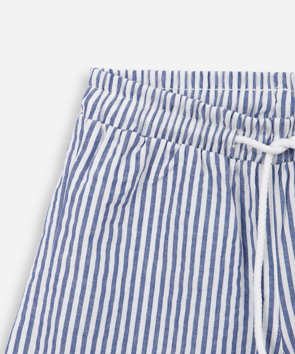 bermuda infantil com algodão texturizada listrada azul