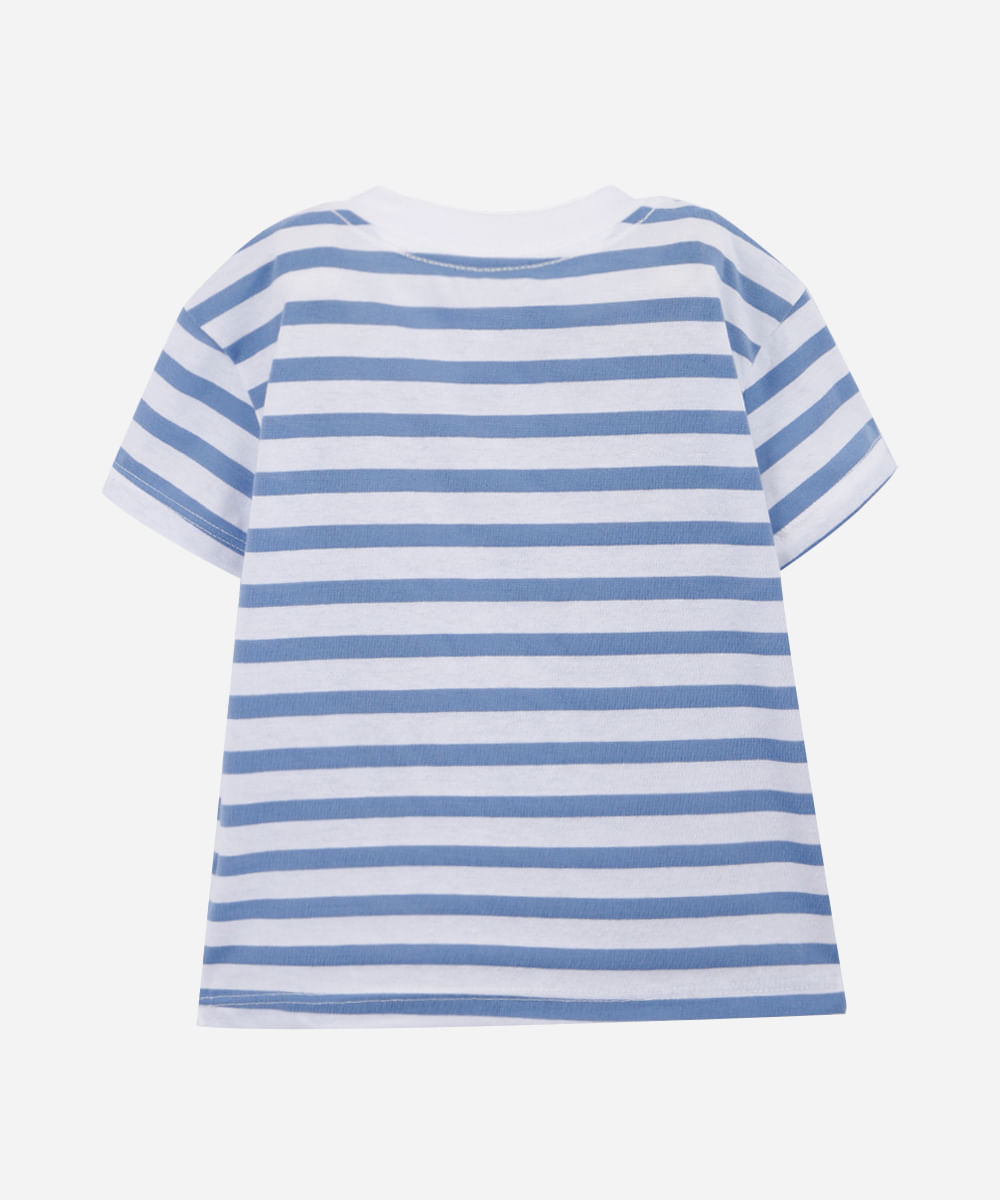 camiseta infantil listrada mickey e amigos azul