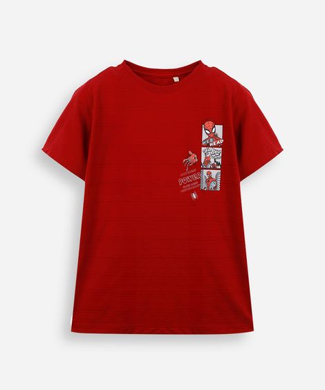 camiseta de algodão infantil homem aranha vermelha