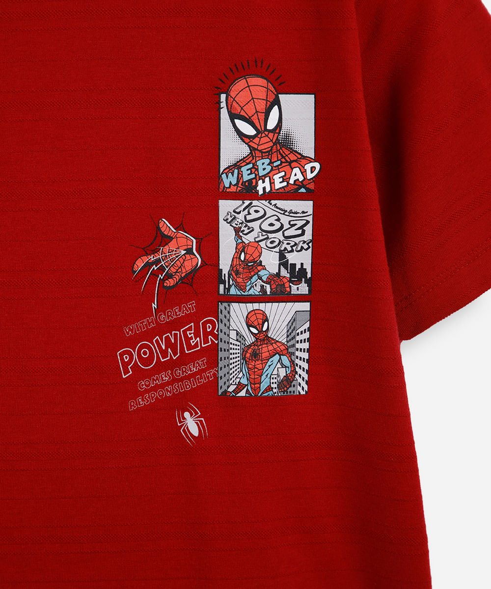 camiseta de algodão infantil homem aranha vermelha