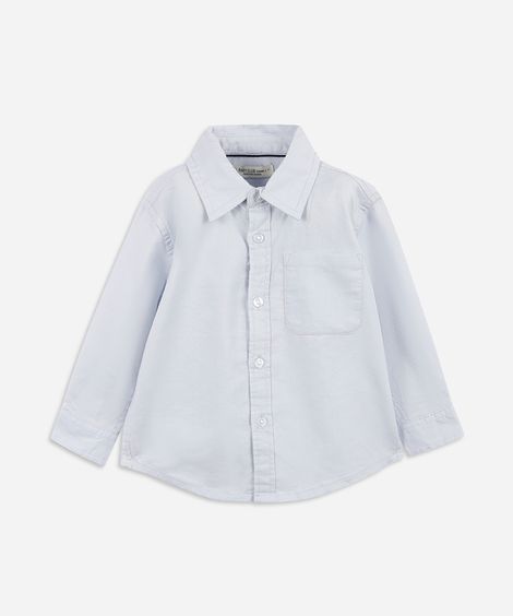 camisa de algodão infantil manga longa azul