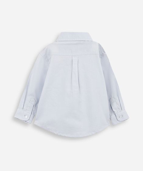 camisa de algodão infantil manga longa azul
