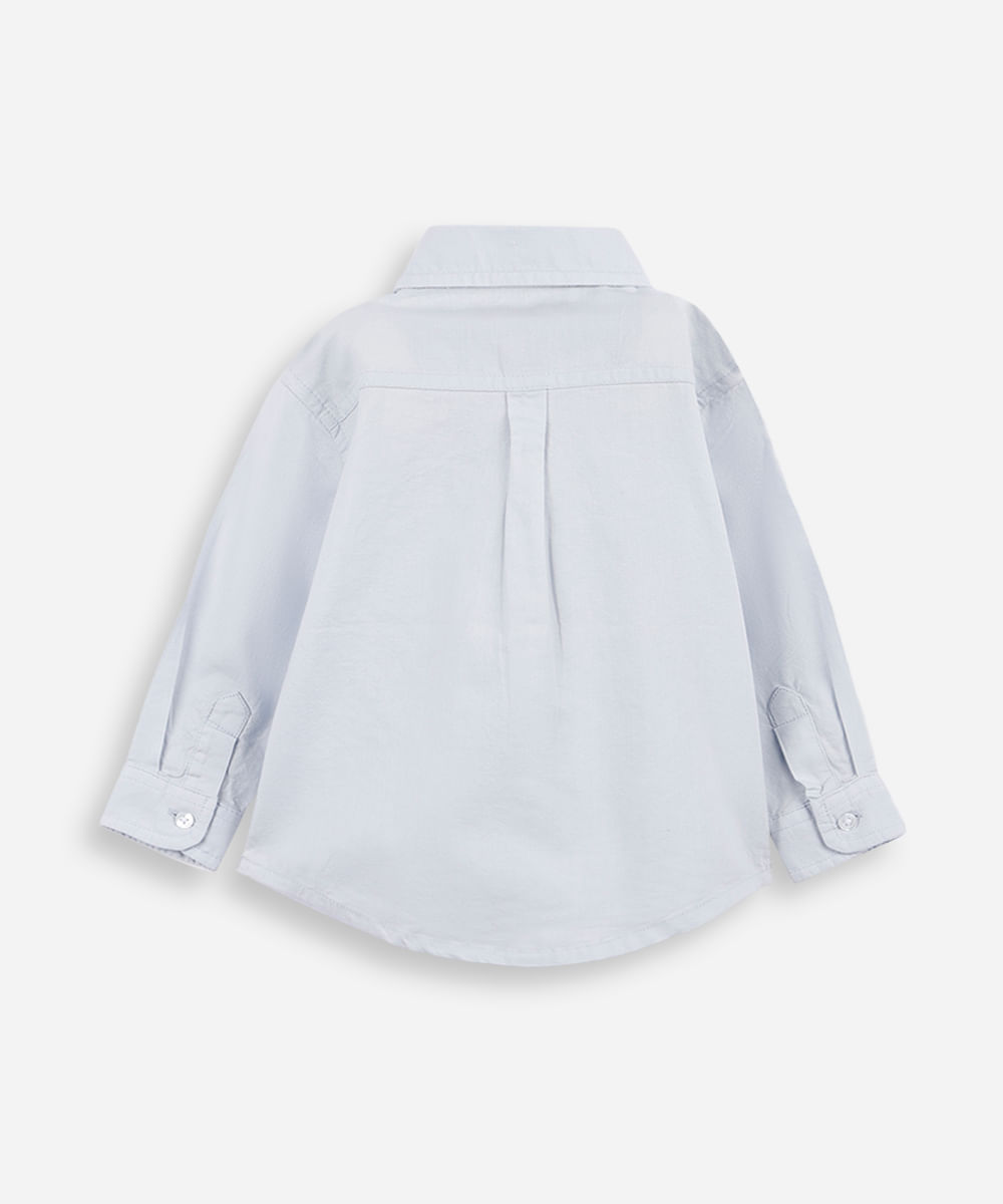 camisa de algodão infantil manga longa azul