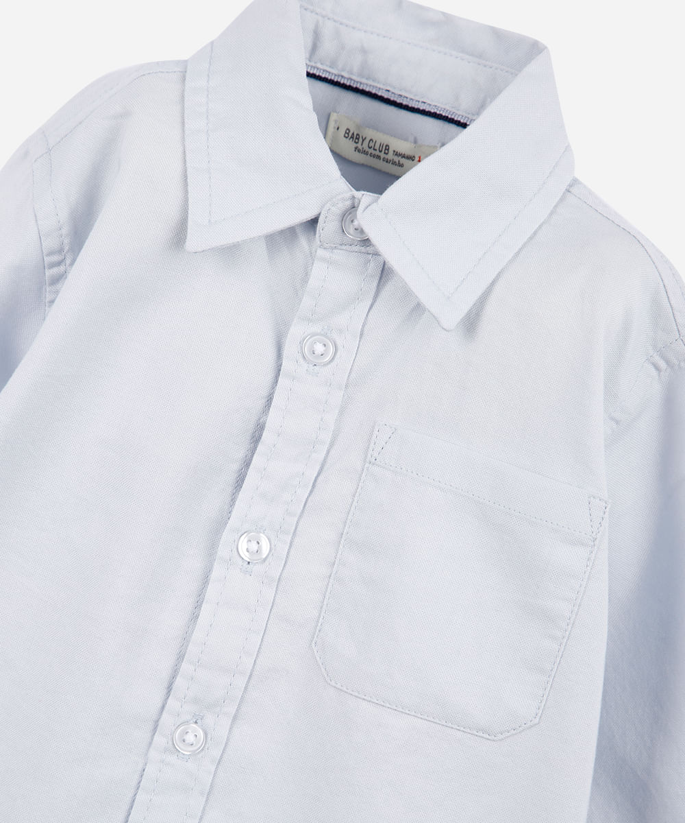 camisa de algodão infantil manga longa azul