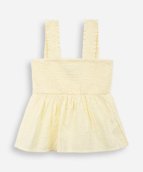 bata de algodão infantil texturizada amarela