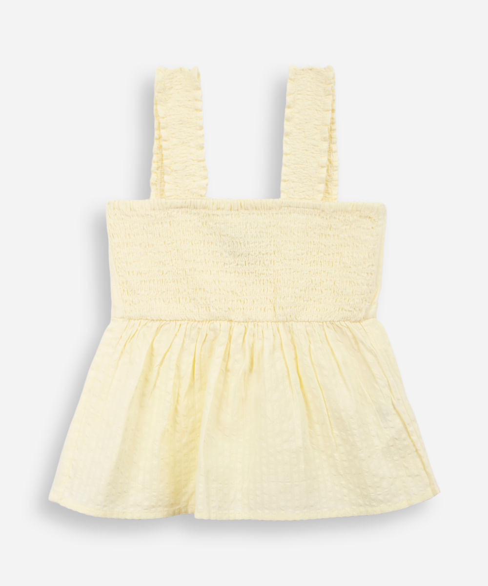 bata de algodão infantil texturizada amarela