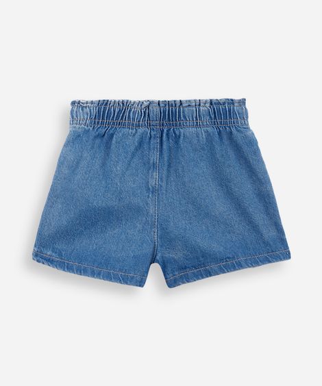short saia infantil jeans com amarração azul