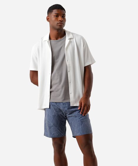 short boardshort masculino folha cinza