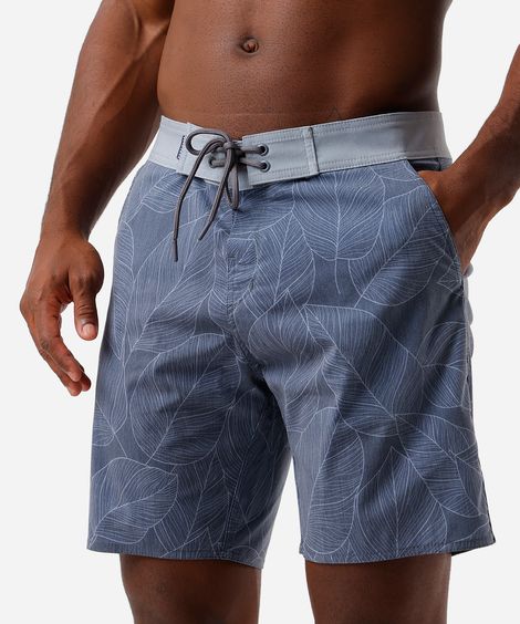 short boardshort masculino folha cinza