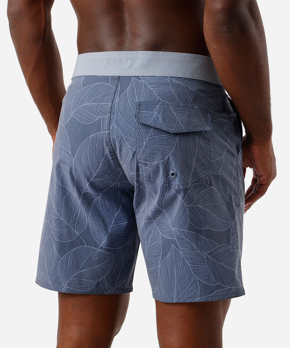 short boardshort masculino folha cinza