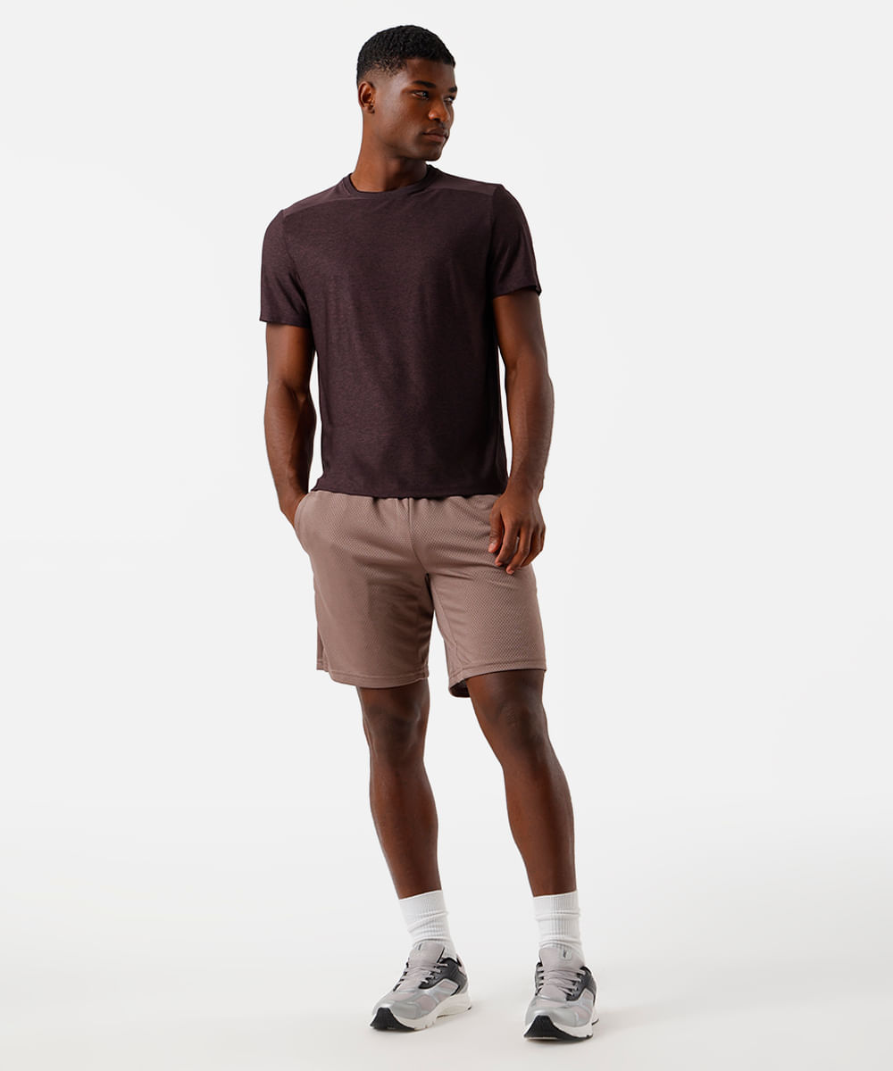 bermuda masculina esportiva texturizada marrom