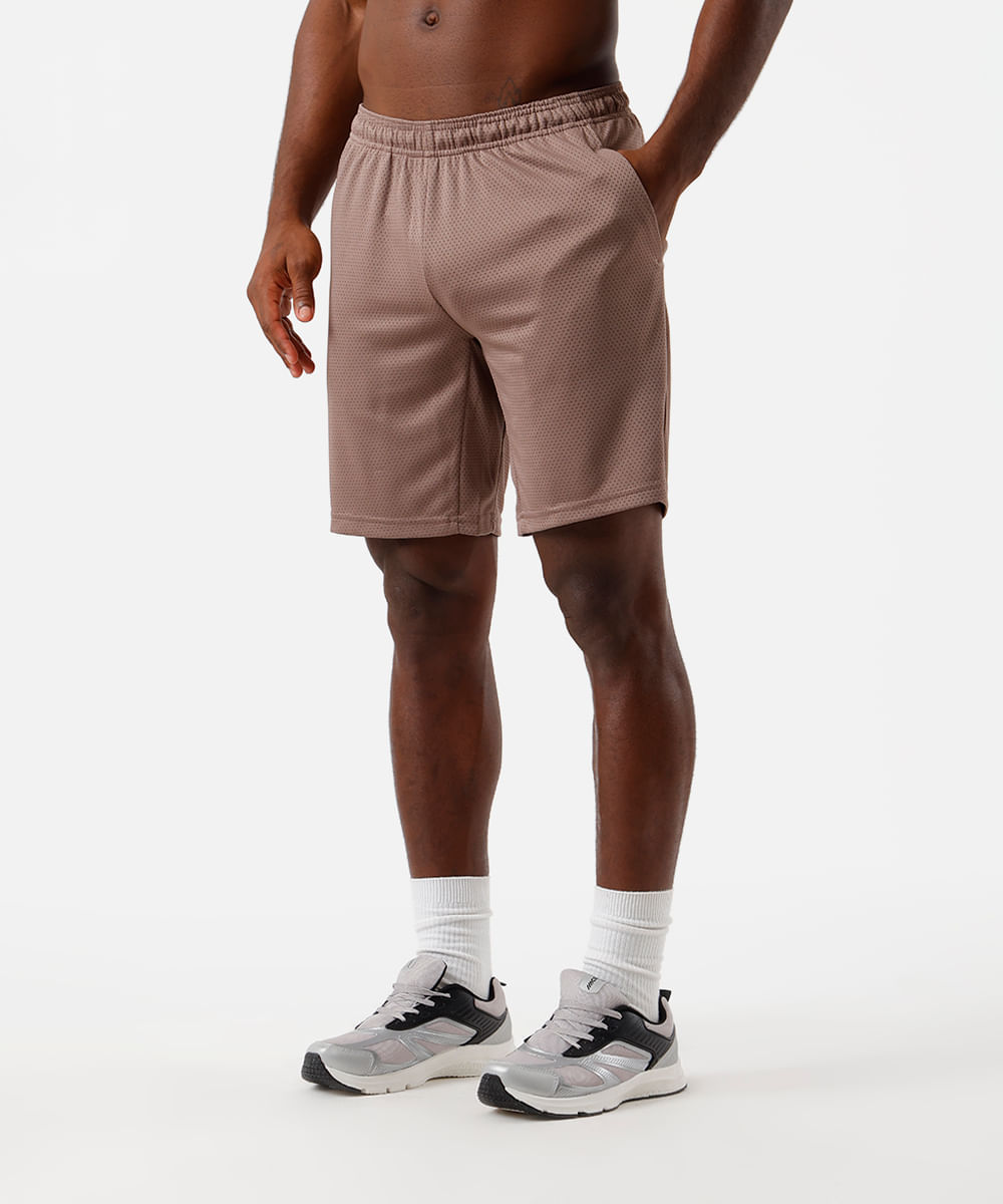 bermuda masculina esportiva texturizada marrom