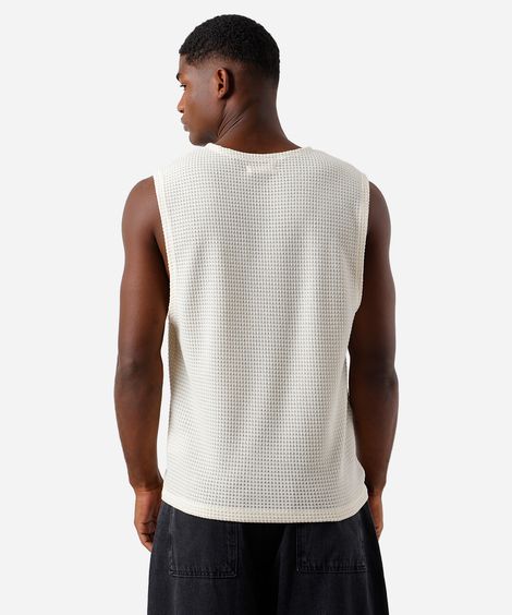 regata masculina de tricot texturizada off white