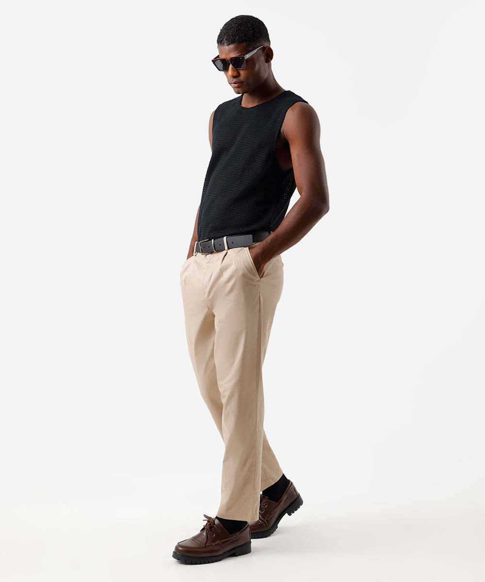 regata masculina de tricot texturizada preta